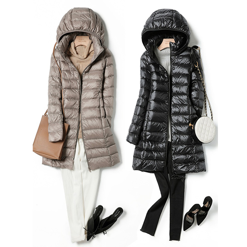 Puffer Jacket Women Down - Women's X-long Office Lady Hat Detachable